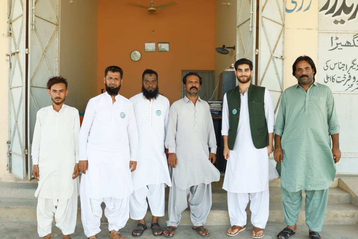 The wider field team outside a mandi office